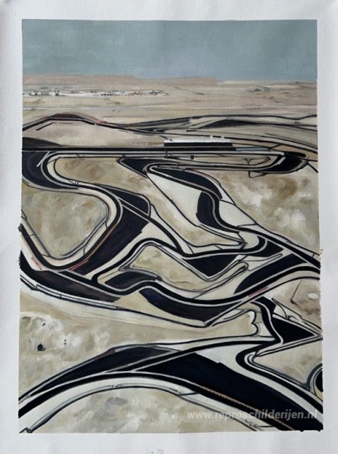 Bahrein I – met de hand geschilderde reproductie, foto van het voltooide schilderij