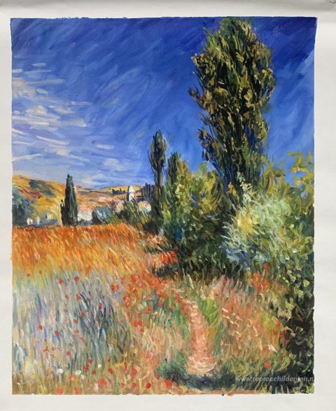 Landschap op het Ile Saint-Martin – met de hand geschilderde reproductie, foto van het voltooide schilderij