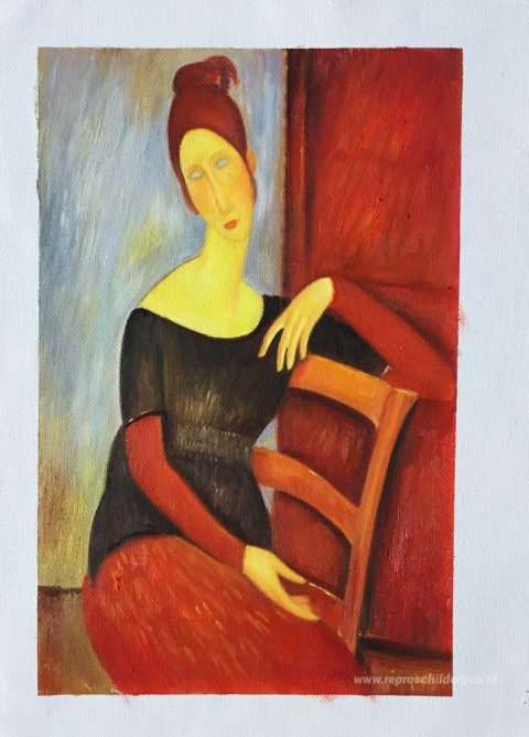 De vrouw van de kunstenaar – met de hand geschilderde reproductie, foto van het voltooide schilderij