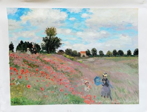 Wilde klaprozen, vlakbij Argenteuil – met de hand geschilderde reproductie, foto van het voltooide schilderij