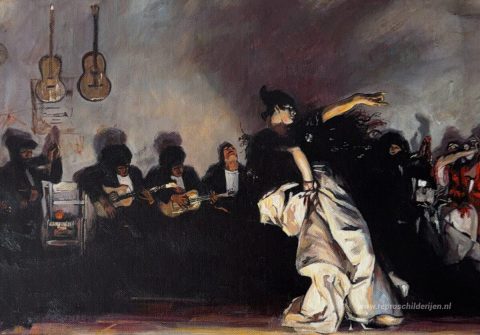 De Jaleo – met de hand geschilderde reproductie, foto van het voltooide schilderij