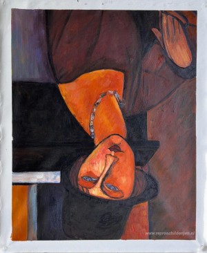 Jeanne Hebuterne met hoed en ketting