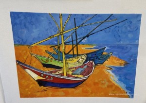 Vissersboten op het strand van Saintes-Maries-de-la-Mer