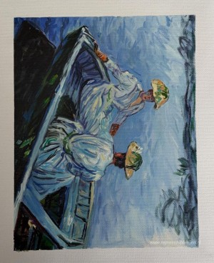 De blauwe roeiboot