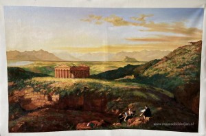 De tempel van Segesta met de kunstenaar die schetst