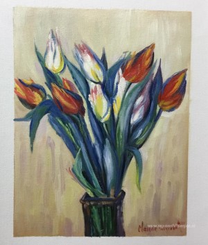 Vaas met tulpen