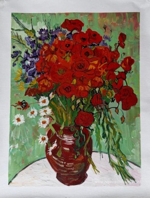 Rode klaprozen en madeliefjes