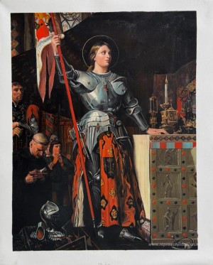 Jeanne d'Arc op de kroning van Karel VII in de kathedraal van Re
