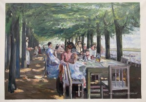Het terras bij restaurant Jacob in Nienstedten aan de Elbe