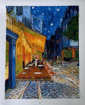 Caféterras bij nacht