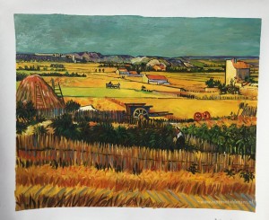 Oogst in La Crau, met Montmajour op de achtergrond