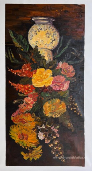 Vaas met Asters, Salvia en Andere Bloemen