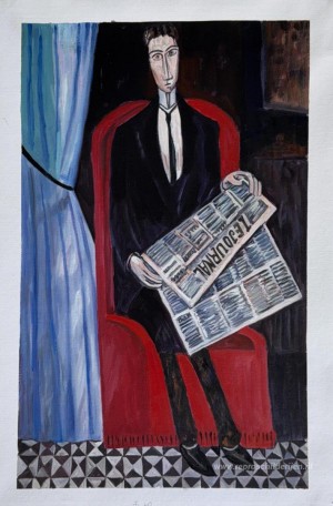 Portret van een man met een krant