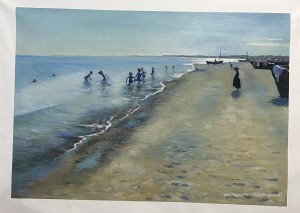 Zomerdag op het zuidelijke strand van Skagen