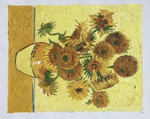 Stilleven - Vaas met vijftien zonnebloemen