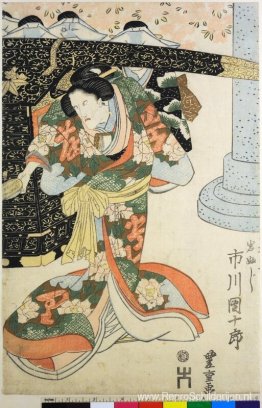 De kabuki-acteurs Ichikawa Danjuro VII als Iwafuji De kabuki-acteurs Ichikawa Danjuro VII als Iwafuji