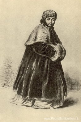Verlegen meisje. Studie voor het schilderij 'De conciërge, die e Verlegen meisje. Studie voor het schilderij 'De conciërge, die e