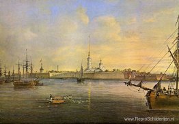Uitzicht op de Neva en het Peter en Paul-fort Uitzicht op de Neva en het Peter en Paul-fort