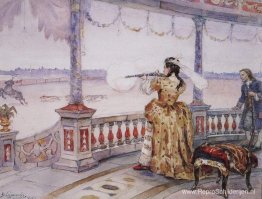 Keizerin Anna Ioannovna schiet in de Peterhof-tempel herten Keizerin Anna Ioannovna schiet in de Peterhof-tempel herten