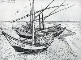 Vissersboten op het strand van Les Saintes-Maries-de-la-Mer Vissersboten op het strand van Les Saintes-Maries-de-la-Mer