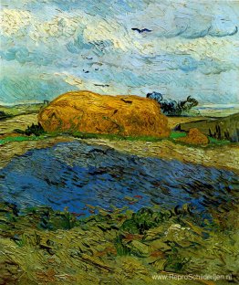 Hooiberg onder een regenachtige hemel Hooiberg onder een regenachtige hemel