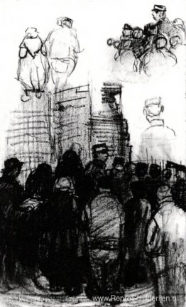 Schetsen voor de tekening van een veiling Schetsen voor de tekening van een veiling