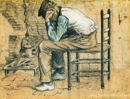 Boer zit bij de open haard (versleten) Boer zit bij de open haard (versleten)