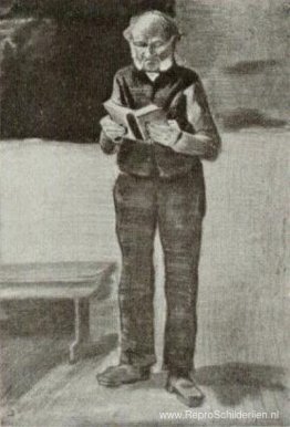 Man, staand, een boek lezend Man, staand, een boek lezend