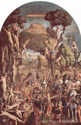 De kruisiging en de verheerlijking van de tienduizend martelaren De kruisiging en de verheerlijking van de tienduizend martelaren