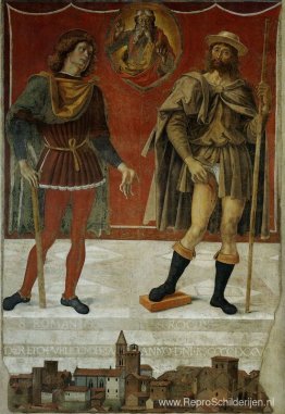 Heiligen Rocco en Romanee in het zicht van de stad Deruta Heiligen Rocco en Romanee in het zicht van de stad Deruta