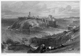 Peel Castle, Isle of Man, gravure door William Miller naar Leitc Peel Castle, Isle of Man, gravure door William Miller naar Leitc