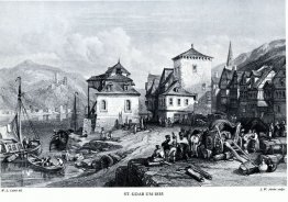 St. Goar omstreeks 1835, gravure door J.W. Boogschutter naar Lei St. Goar omstreeks 1835, gravure door J.W. Boogschutter naar Lei