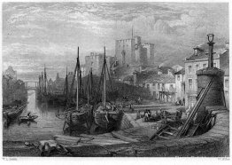 Castle Rushen, Castleton, Isle of Man, gravure door William Mill Castle Rushen, Castleton, Isle of Man, gravure door William Mill