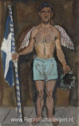 Evgenios Spatharis als engel bij de apotheose van Athanasios Dia Evgenios Spatharis als engel bij de apotheose van Athanasios Dia