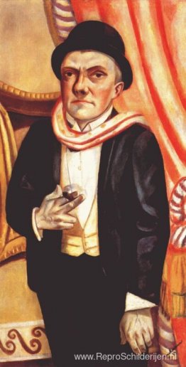 Zelfportret voor rood gordijn Zelfportret voor rood gordijn