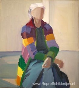 Zelfportret in lange gestreepte trui Zelfportret in lange gestreepte trui