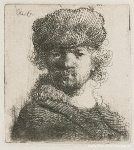 Zelfportret in een buste van zware bontmuts Zelfportret in een buste van zware bontmuts