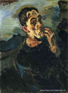 Zelfportret met de hand bij zijn gezicht. Zelfportret met de hand bij zijn gezicht.